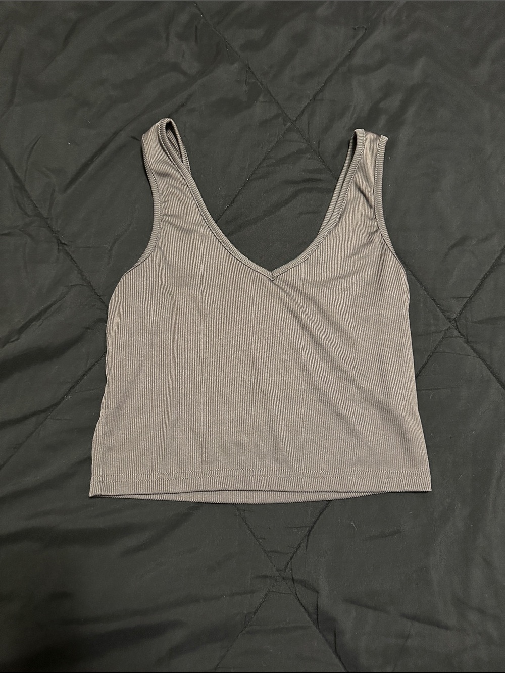 SHEIN Ribbed V-Neck Tank Top - Gray